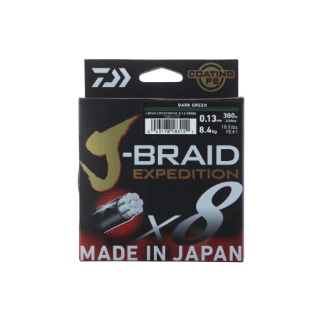 Daiwa J-Braid Expedition X8 300m Dark Green